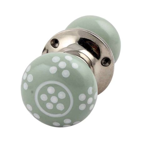Sage Green Polka Dot Mortice Handle 2.25